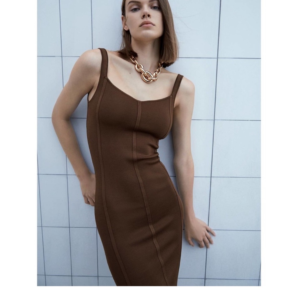 Zara Brown Knit Dress